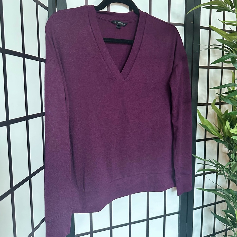 Banana Republic plum top with subtle shimmer